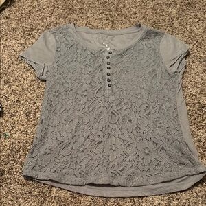 Aeropostale Grey Flowered Blouse